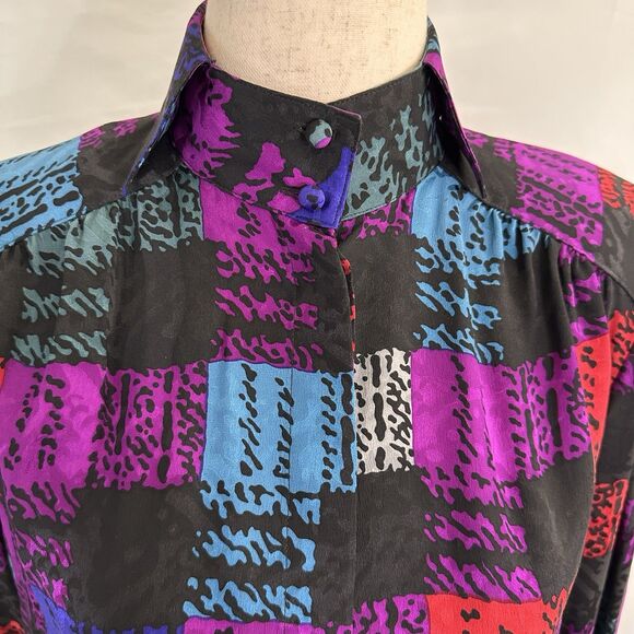 Vintage Lillie Rubin Francesca of Damon Silk Button Up Top Size 4 - Picture 4 of 10